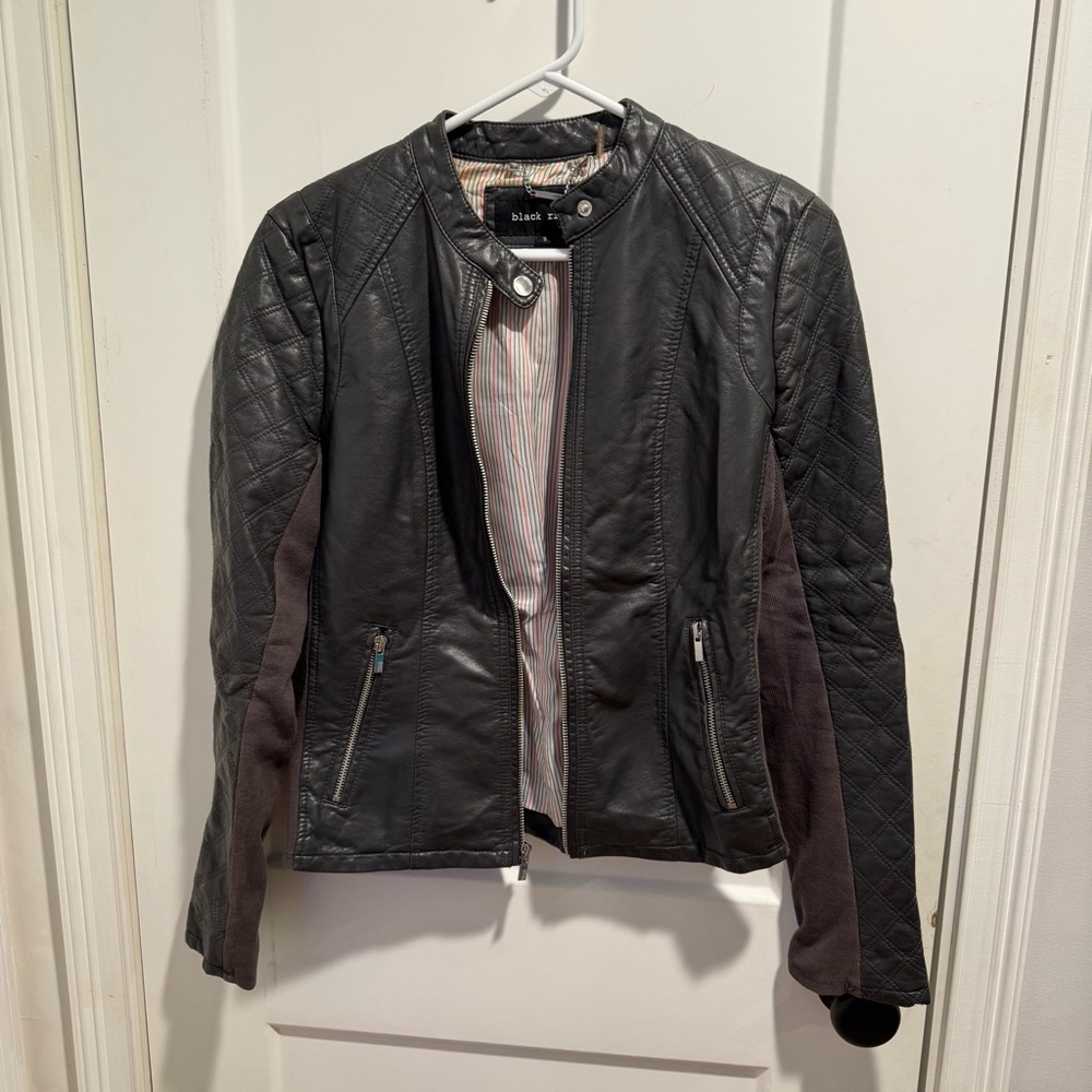 Black Rivet Dark Grey Leather Jacket size Small